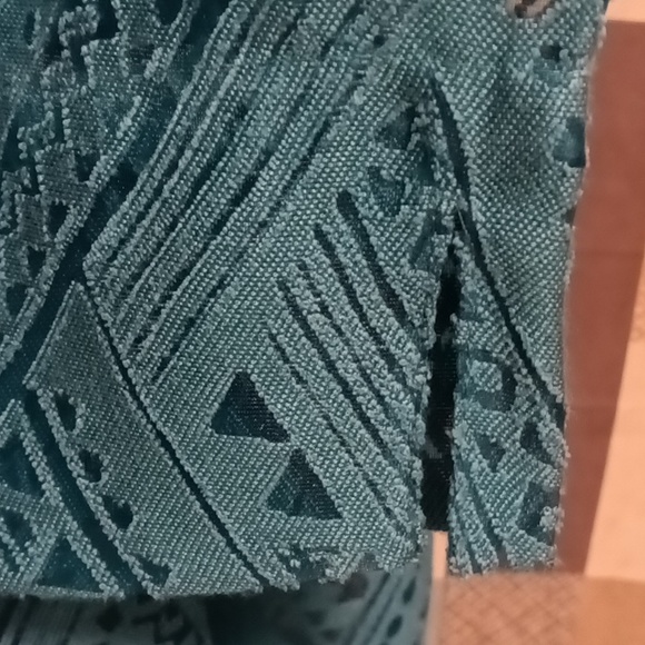 FINAL PRICE alfred dunner teal sheer 2-pc jacket set w brown trim & buttons 14 - Picture 11 of 12